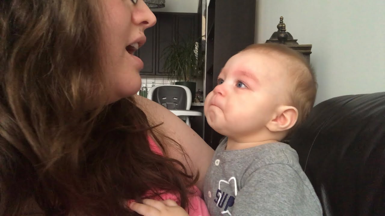 Baby Emotional Reaction as Mom Sings Opera