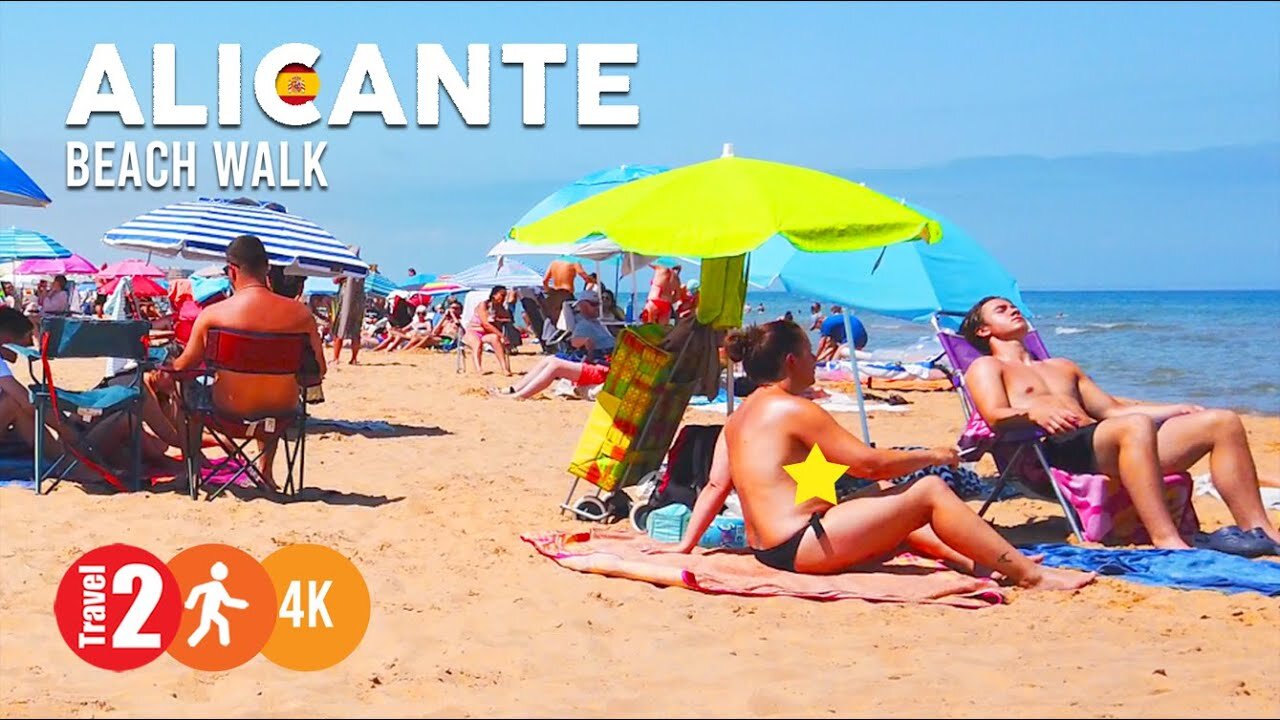 TORREVIEJA SPAIN The very hot Playa Cabo Cervera, 4k Beach Walk.