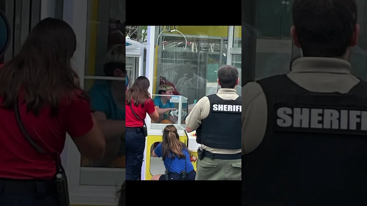 Watch Boy, 13, gets stuck climbing into claw machine for prize #shorts