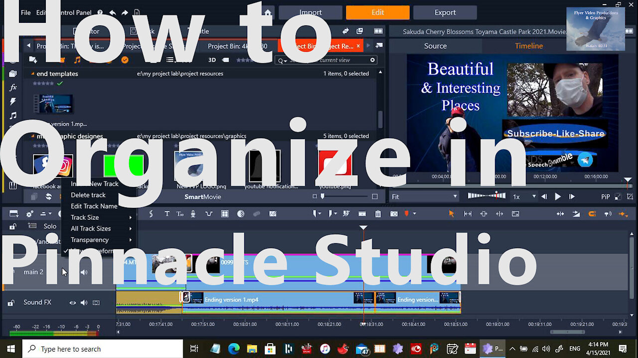 Tips on organizing with Pinnacle Studio 24