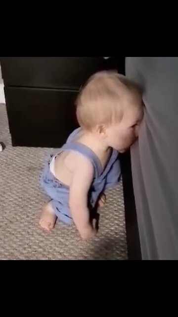 Baby plays hide and seek by starting countdown