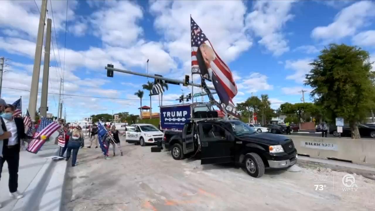 Trump supporters gather for his final trip to Mar-a-Lago as president