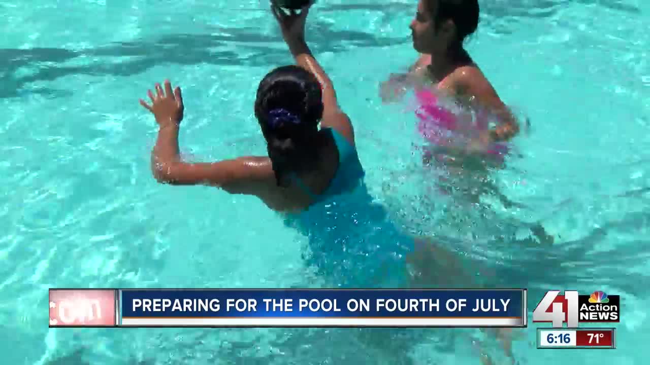 Preparing for the pool on the Fourth of July