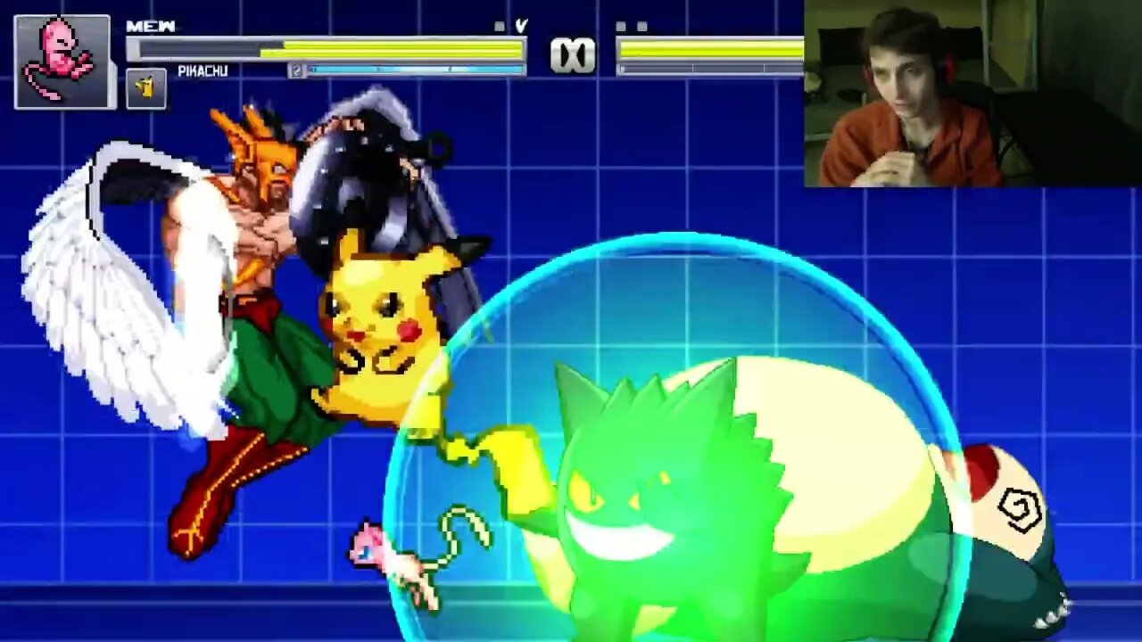 Pokemon Characters (Pikachu, Gengar, Snorlax, And Mew) VS Hawkman In A Battle In MUGEN Video Game