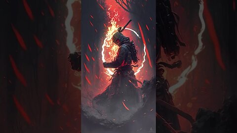 Fantasy Warrior - #anime #red #fire #samurai #katana #animation #illustration #shorts #painting