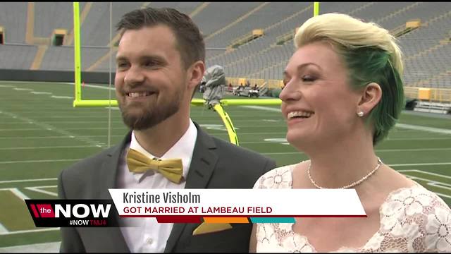 Danish couple gets married at Lambeau Field