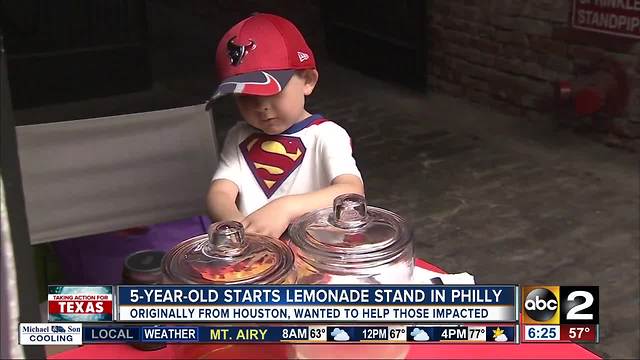 5-year-old starts lemonade stand to raise money for those impacted by Harvey