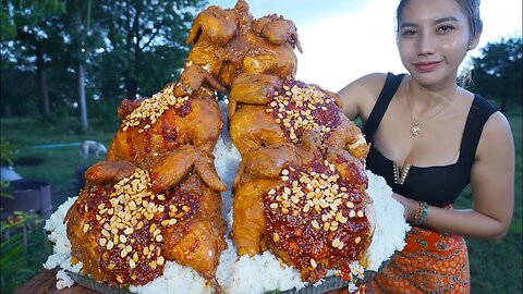 Chicken crispy with peanut and rice cook recipe and eat - Amazing cooking