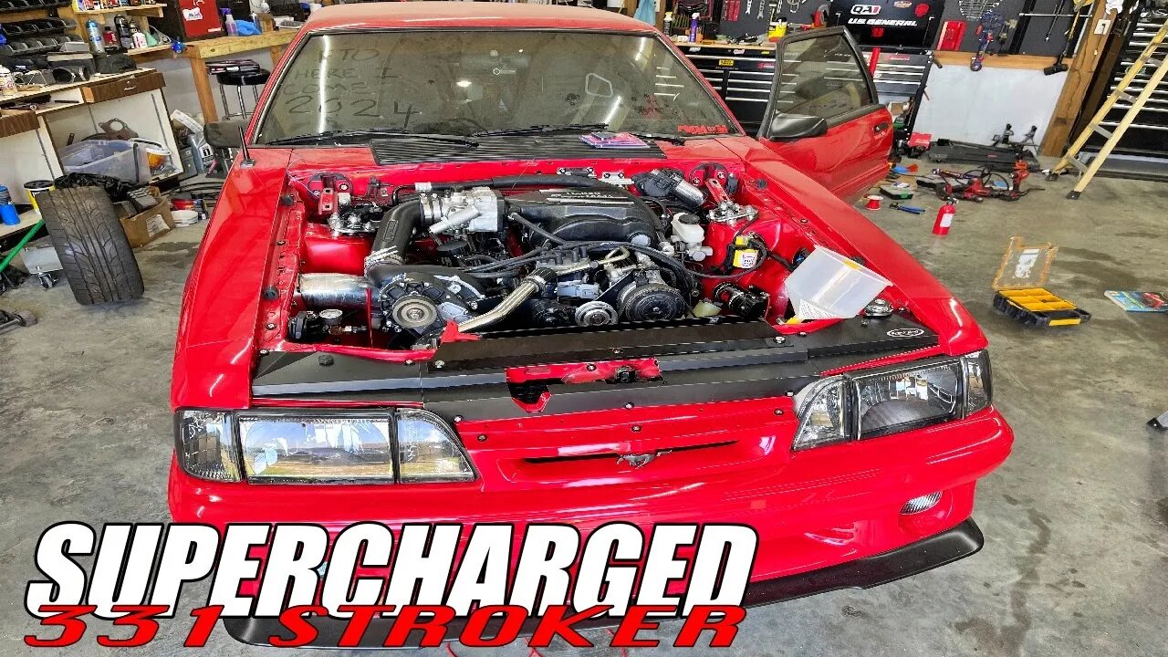 Vortech Supercharged 331 stroker powered fox body first fire!