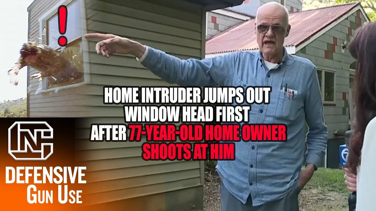 Home Intruder Jumps out Window Head First After 77-Year-Old Home Owner Shoots At Him