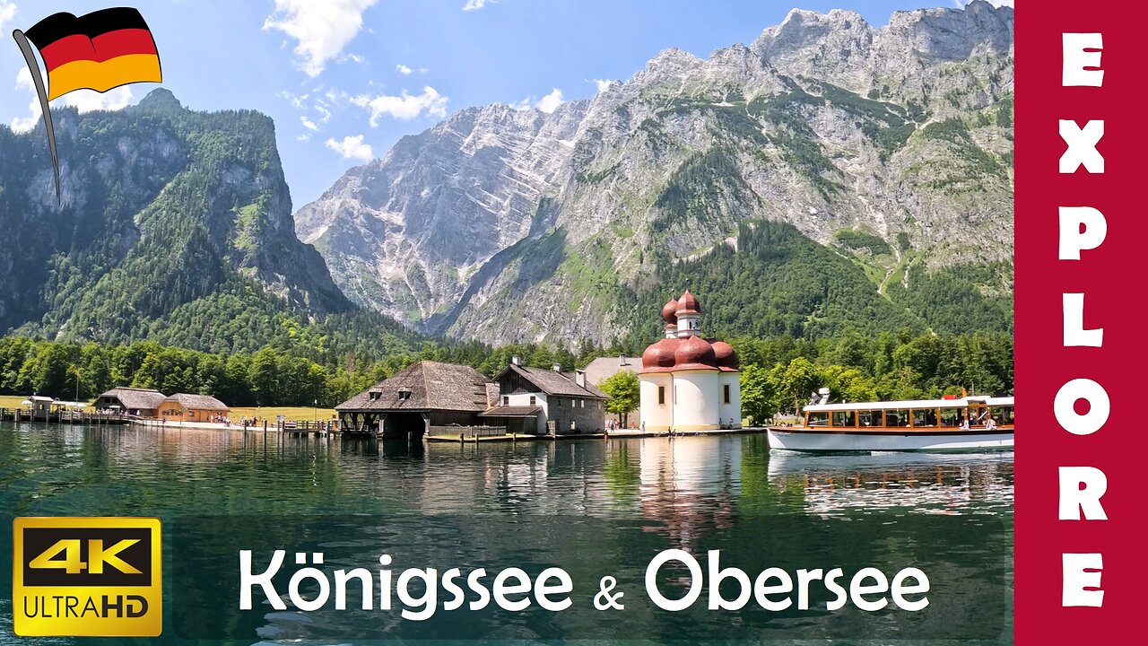 Lake Königssee and Obersee in Berchtesgaden National Park, Germany (4K 60fps)