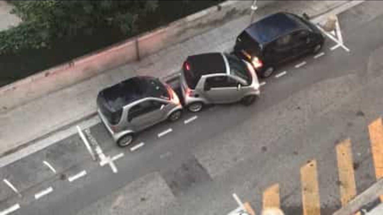 Smart car parks in the tightest parking spot ever!