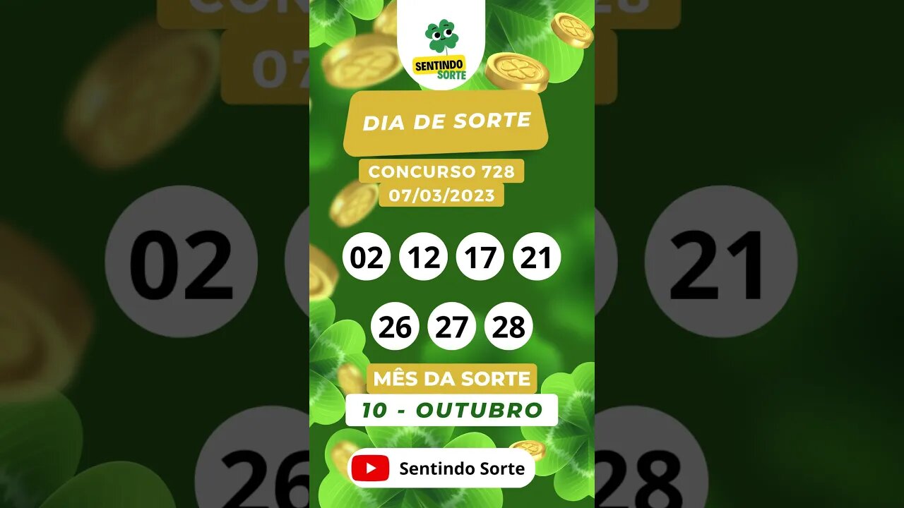 🍀 Resultado DIA DE SORTE 728 | Sentindo Sorte #shorts