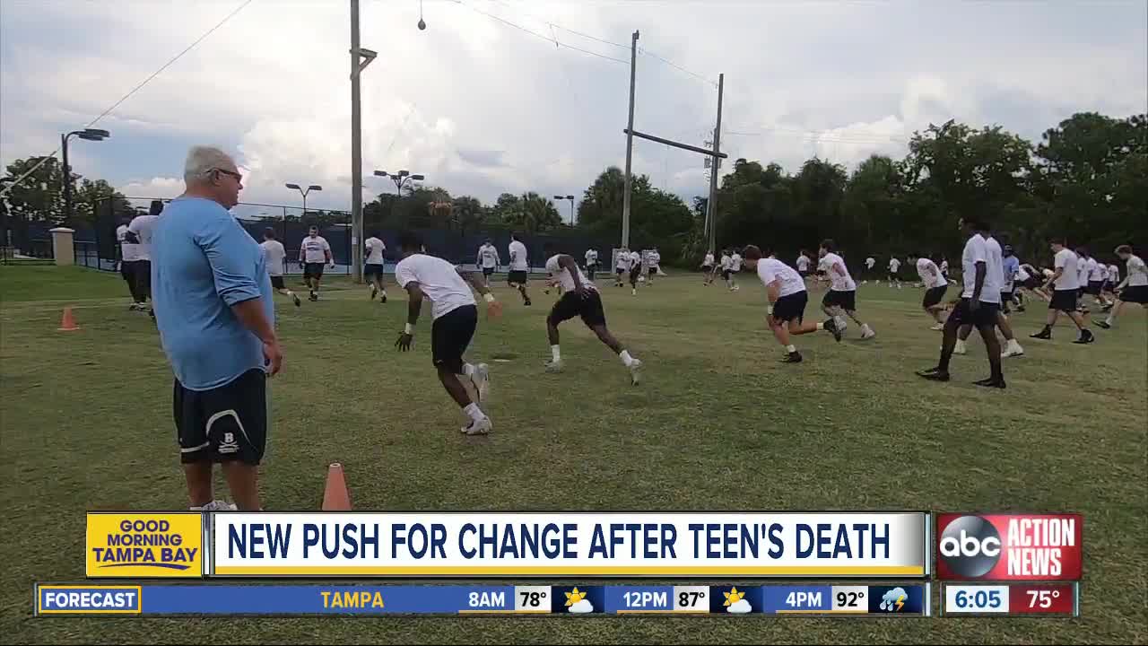 Tampa family pushes for protocol changes after son's death during football conditioning