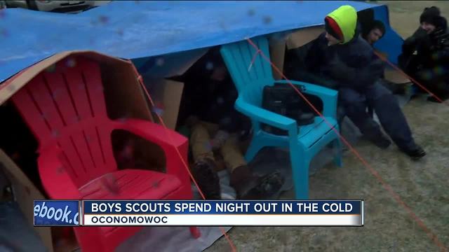 Boy Scouts in Oconomowoc sleep outside during snowstorm