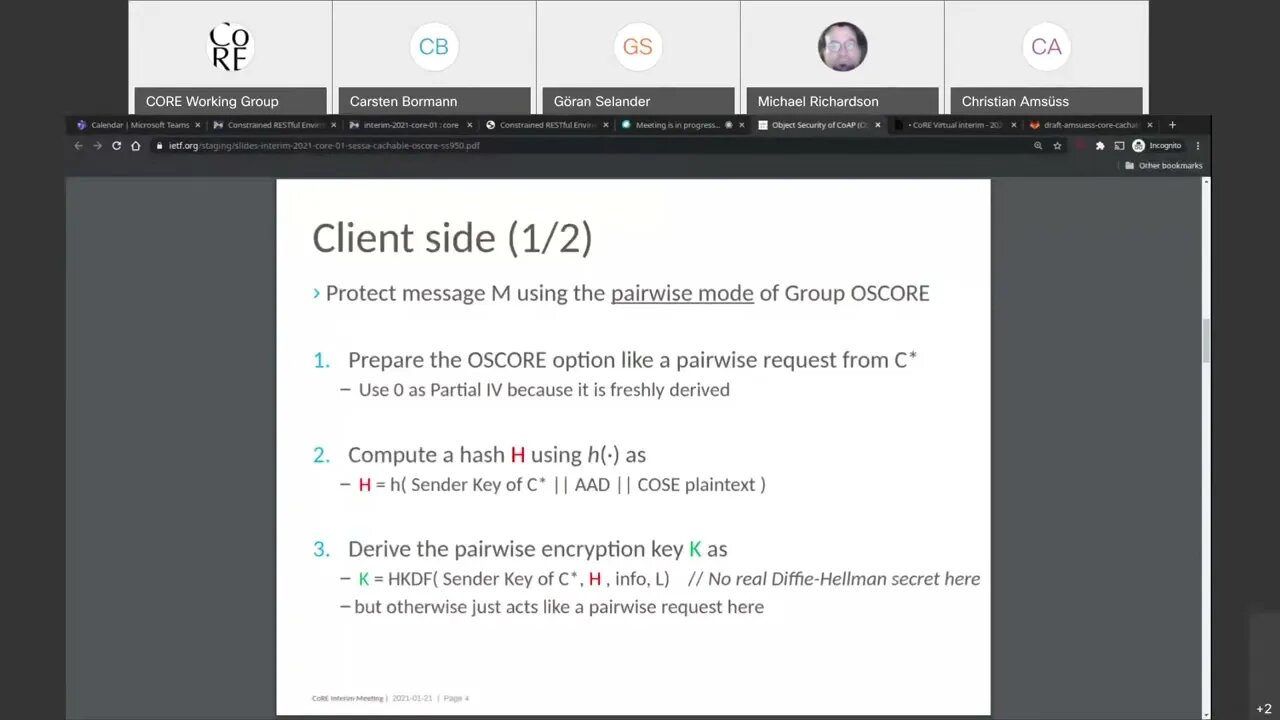 CORE WG Interim Meeting, 2021 01 21