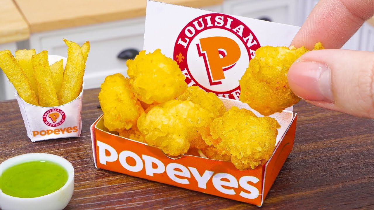 ASMR Miniature Spicy Popeyes Popcorn Chicken Recipe | Cooking Mini Food & Satisfying Video