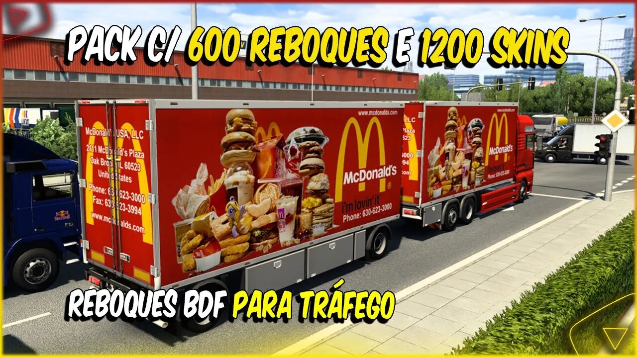 PACK COM 600 REBOQUES BDF E 1200 SKINS REAIS PARA TRÁFEGO EURO TRUCK SIMULATOR 2 1.46