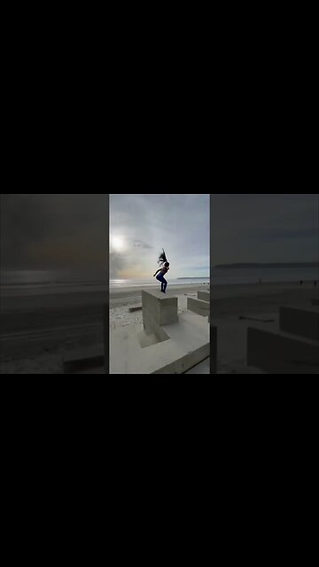 Athletic Chinese Girl Practicing Parkour