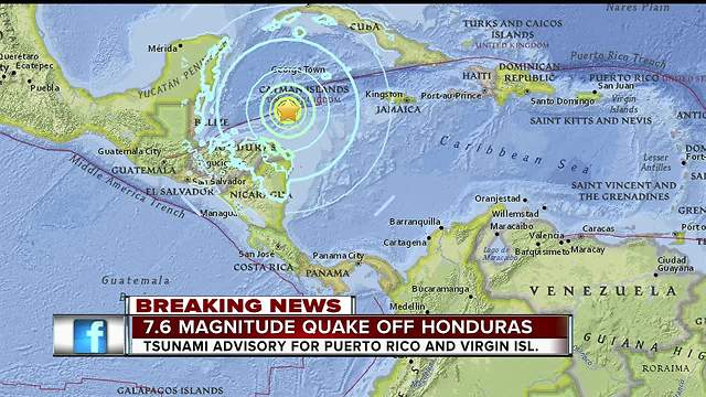 Massive earthquake centered in the Caribbean; tsunami possible for US territories