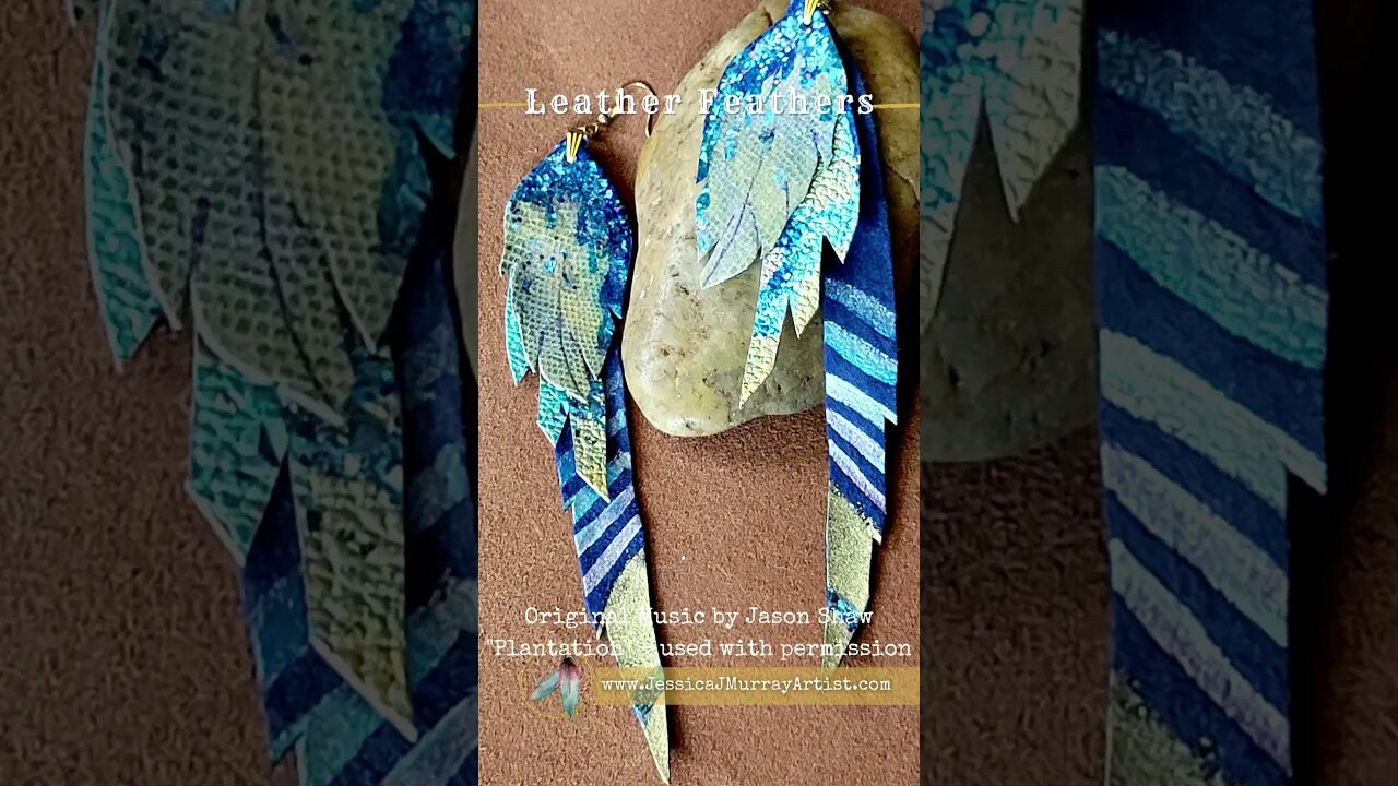 GOLDEN ICE, 6 inch #LeatherFeather #Earrings #genuineleather #leatheraccessories #leather #painting