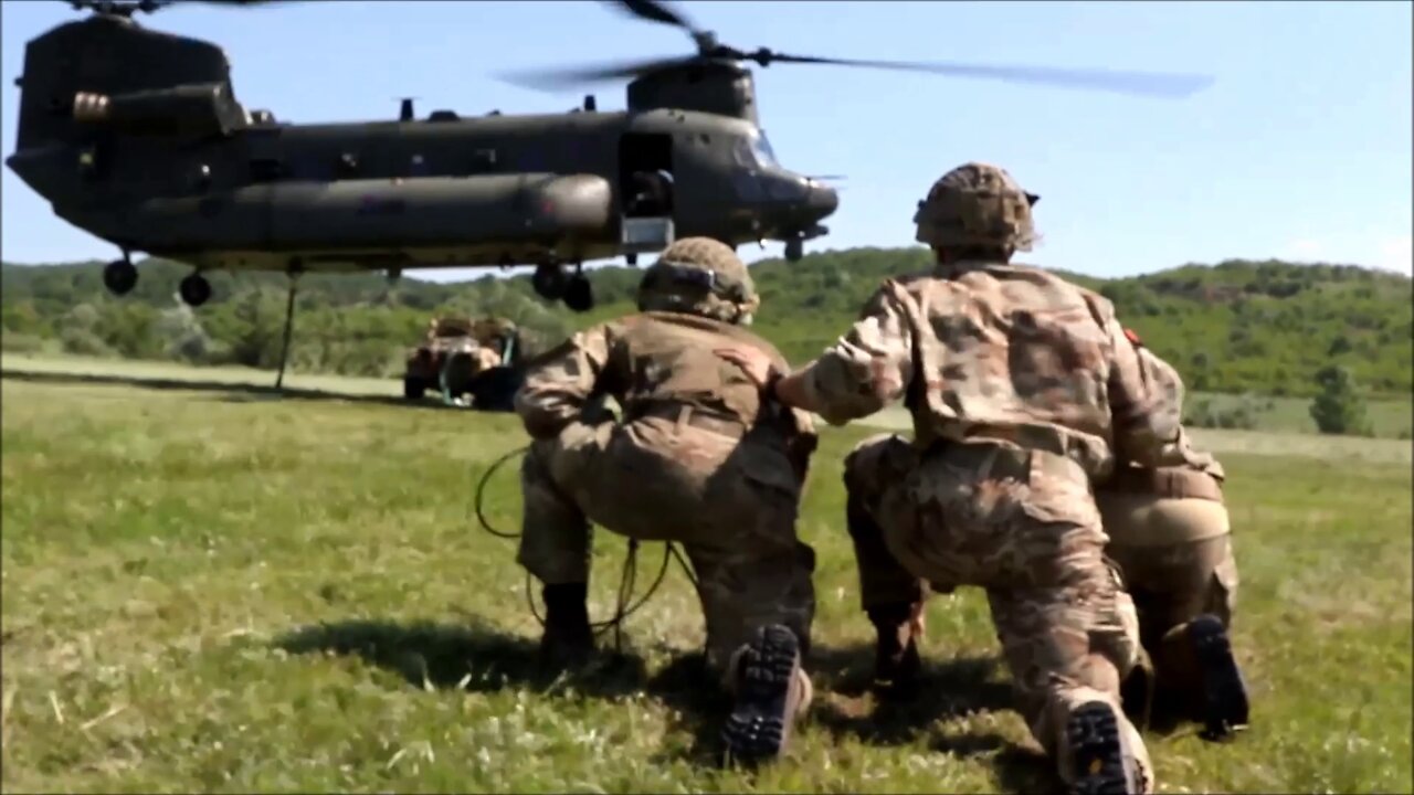 British Chinooks Conduct Sling Load Operations - Swift Response 22