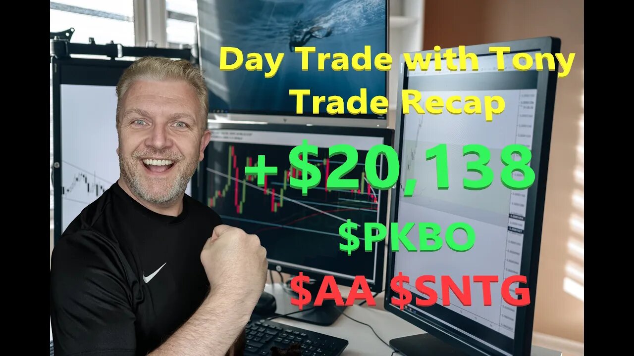 Day Trade With Tony Trade Recap +$20k Big Green Day Trading $PKBO +171% On The Day