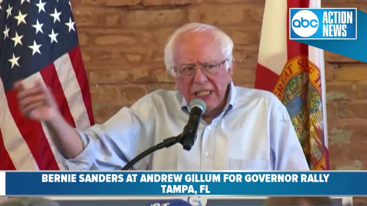 U.S. Senator Bernie Sanders speaks at Andrew Gillum's rally for governor