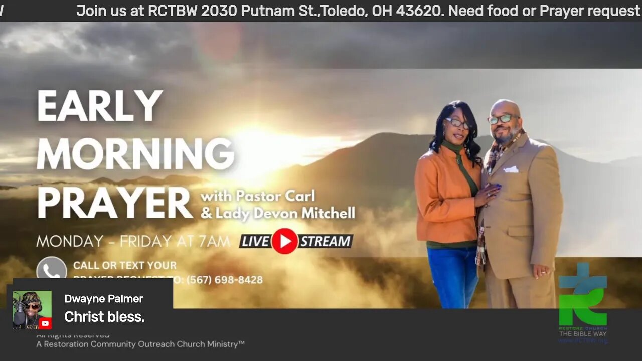 Early morning prayer with Pastor Carl & Lady Devon Mitchell 071023