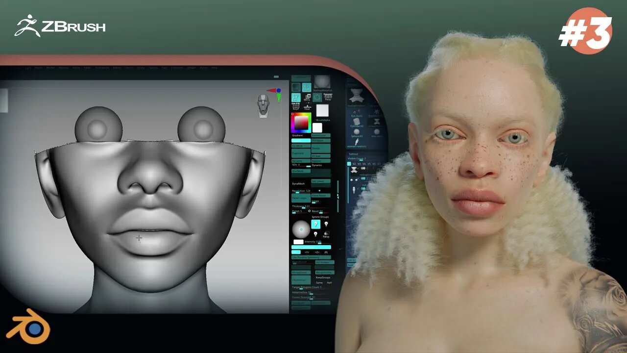 creating the Albino Character using Blender- 3D Timelapse part 3