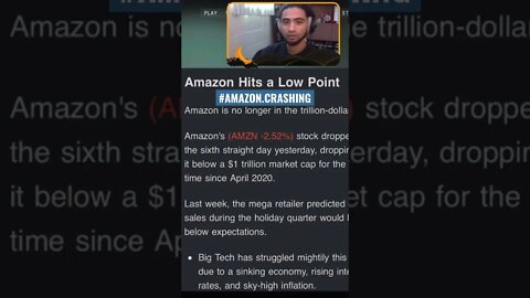 Amazon no longer a part of the TRILLION dollar club! Falls 6 days in a row!