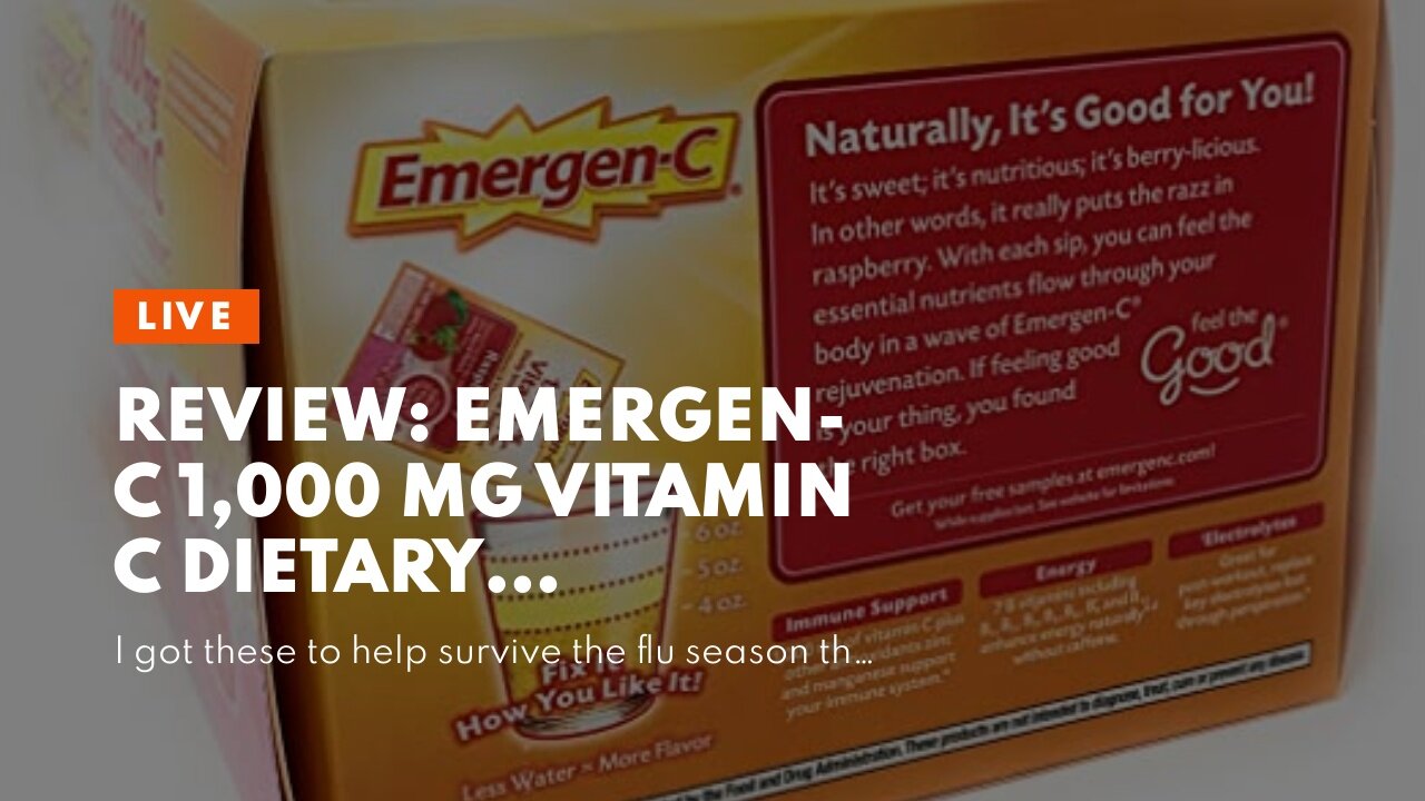 Review: Emergen-C 1,000 mg Vitamin C Dietary Supplement Drink Mix, Super Orange/Raspberry/Tager...