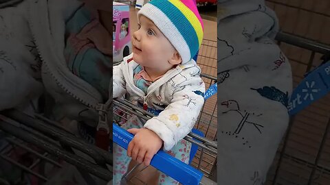 7 Month Old First Ever Shopping Cart Ride!