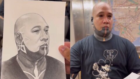 Drawing a stranger on the NYC Subway