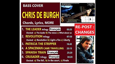 Bass cover CHRIS DE BURGH __ Chords, Lyrics, MORE