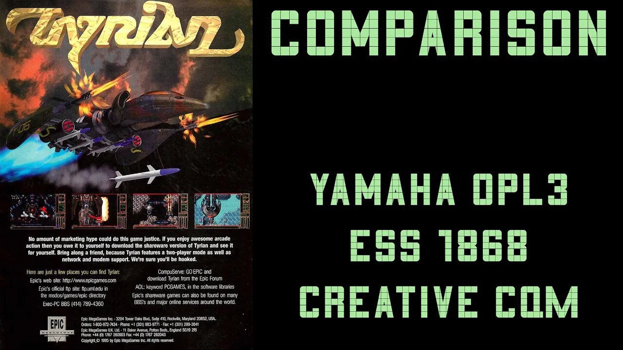 Comparison between Yamaha OPL3, ESS 1868 and Creative CQM in Tyrian