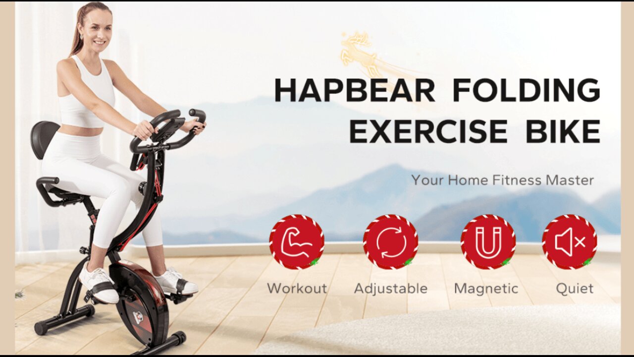 HAPBEAR Folding Exercise Bike Magnetic Foldable Stationary Bike