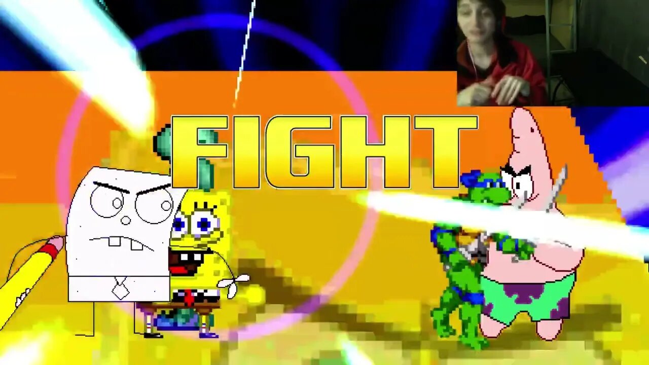 SpongeBob SquarePants Characters (SpongeBob, Squidward, And DoodleBob) VS Leonardo In An Epic Battle