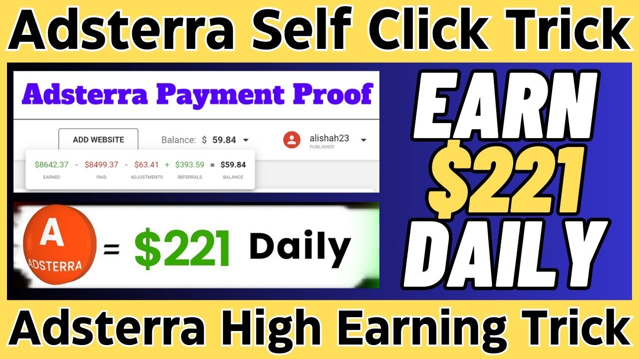 Adsterra Self Click Trick - High CPM - Earn $300_Day - CPA Marketing