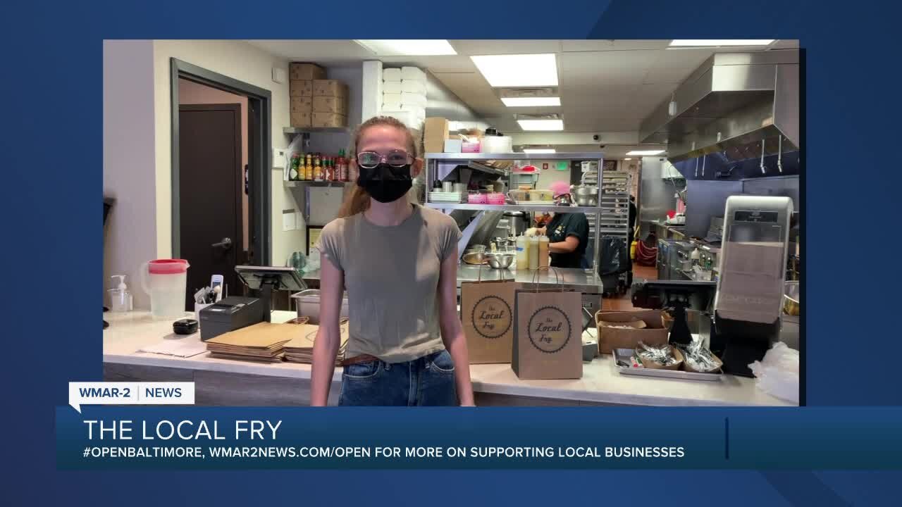 The Local Fry in North Baltimore says "We're Open Baltimore!"