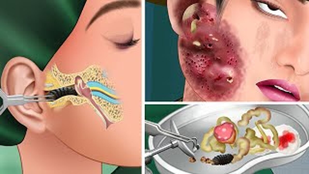 ASMR treatment infected wounds and get rid of insects in the ear