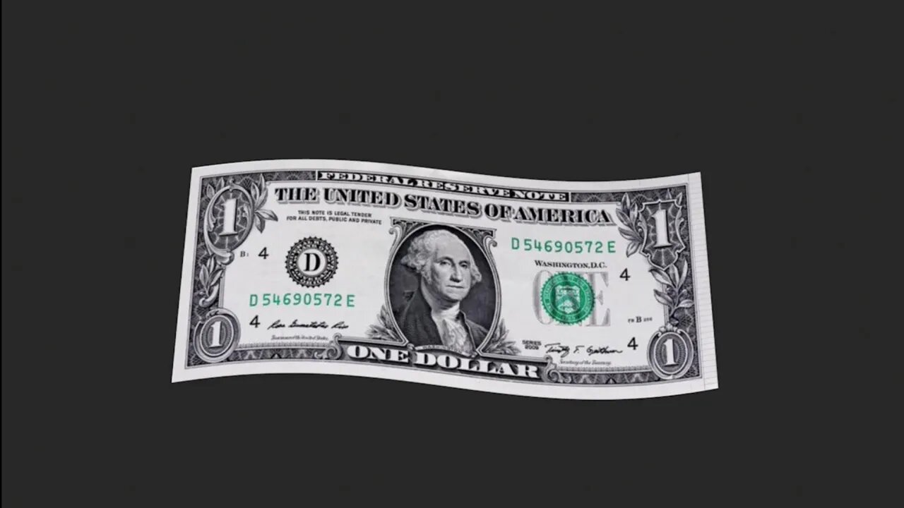 George Washington United States one-dollar bill 3D