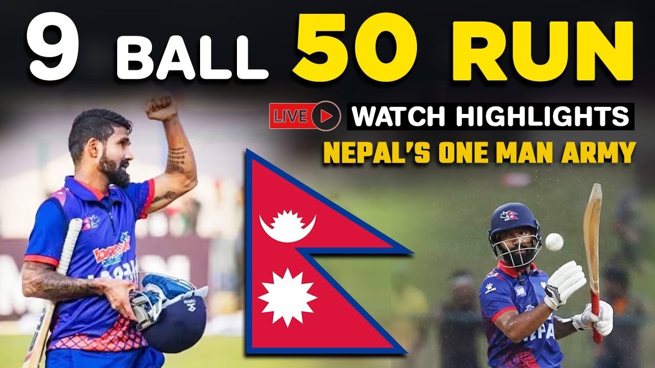 Nepali cricketer Dipendra Airee 50 off 9 balls | Nepal Vs Mongolia highlights Asian Games 2023