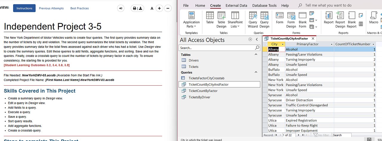 Independent Project 3-5 Microsoft Access - SimNet Project: The New York Department of Motor Vehicles