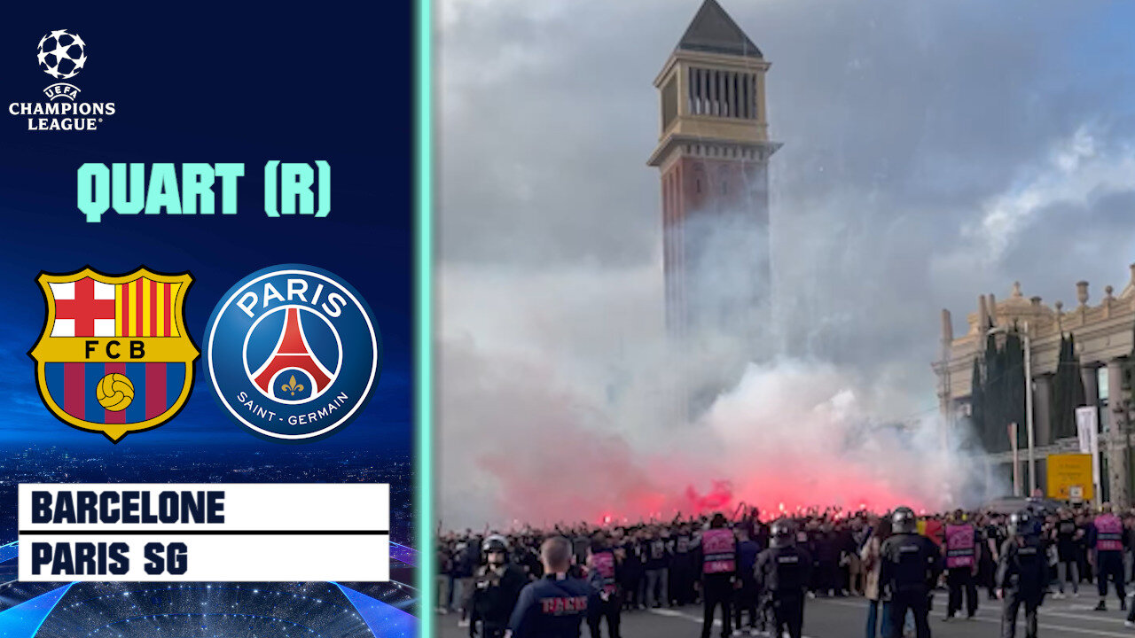 Les supporters parisiens mettent l'ambiance dans Barcelone 🔥