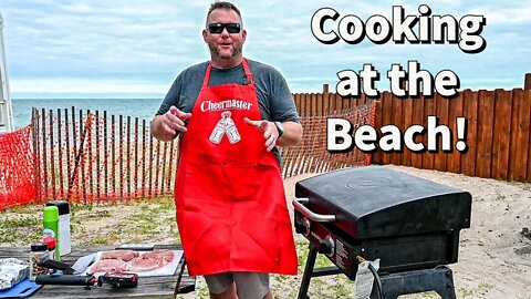 Pork Chops, Corn on the Cob, and Zucchini at the Beach on the Blackstone Griddle