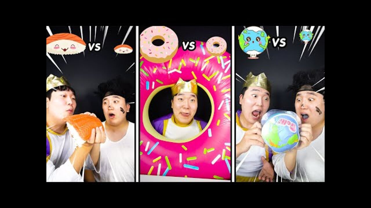 Big Food VS Small Food Emoji Challenge || Giant vs Tiny Mukbang by HUBA