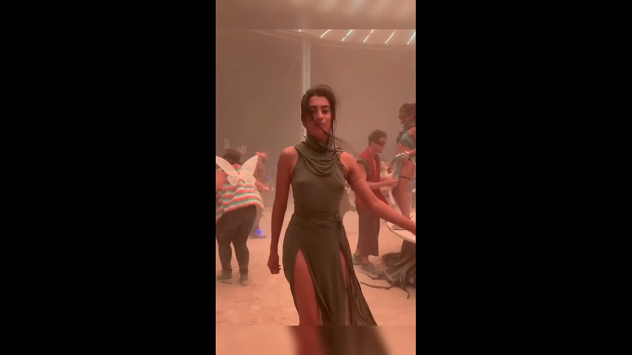 Sand storm party at Burning man ​⁠@kathimodel