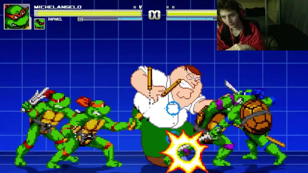 Teenage Mutant Ninja Turtles Characters (Leonardo And Raphael) VS Peter Griffin In A Battle In MUGEN