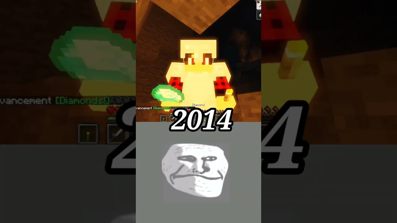 Minecraft: 2014 vs 2023 🤣(troll memes face) #shorts #viral #trending